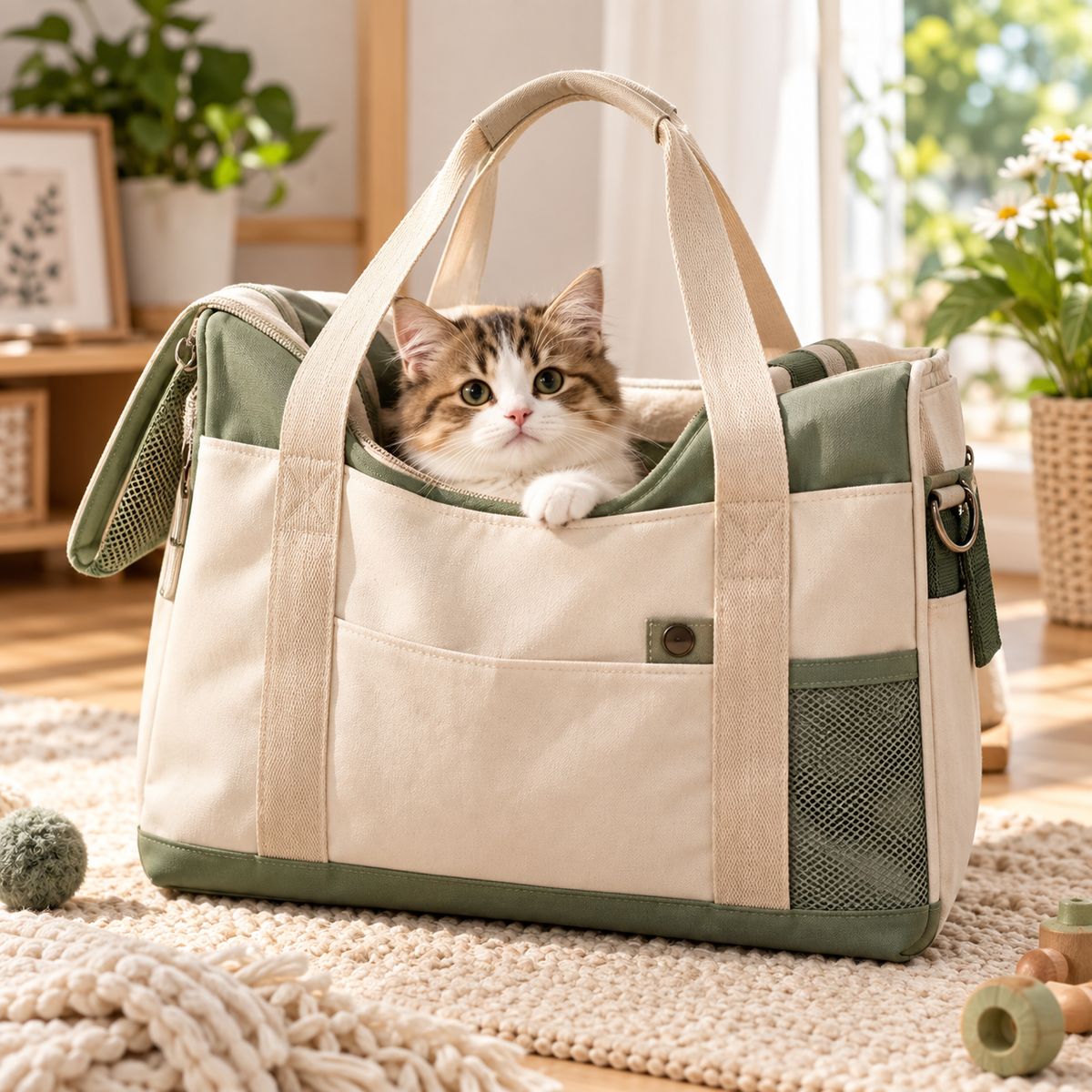 Premium Canvas Cat Carrier Tote Bag