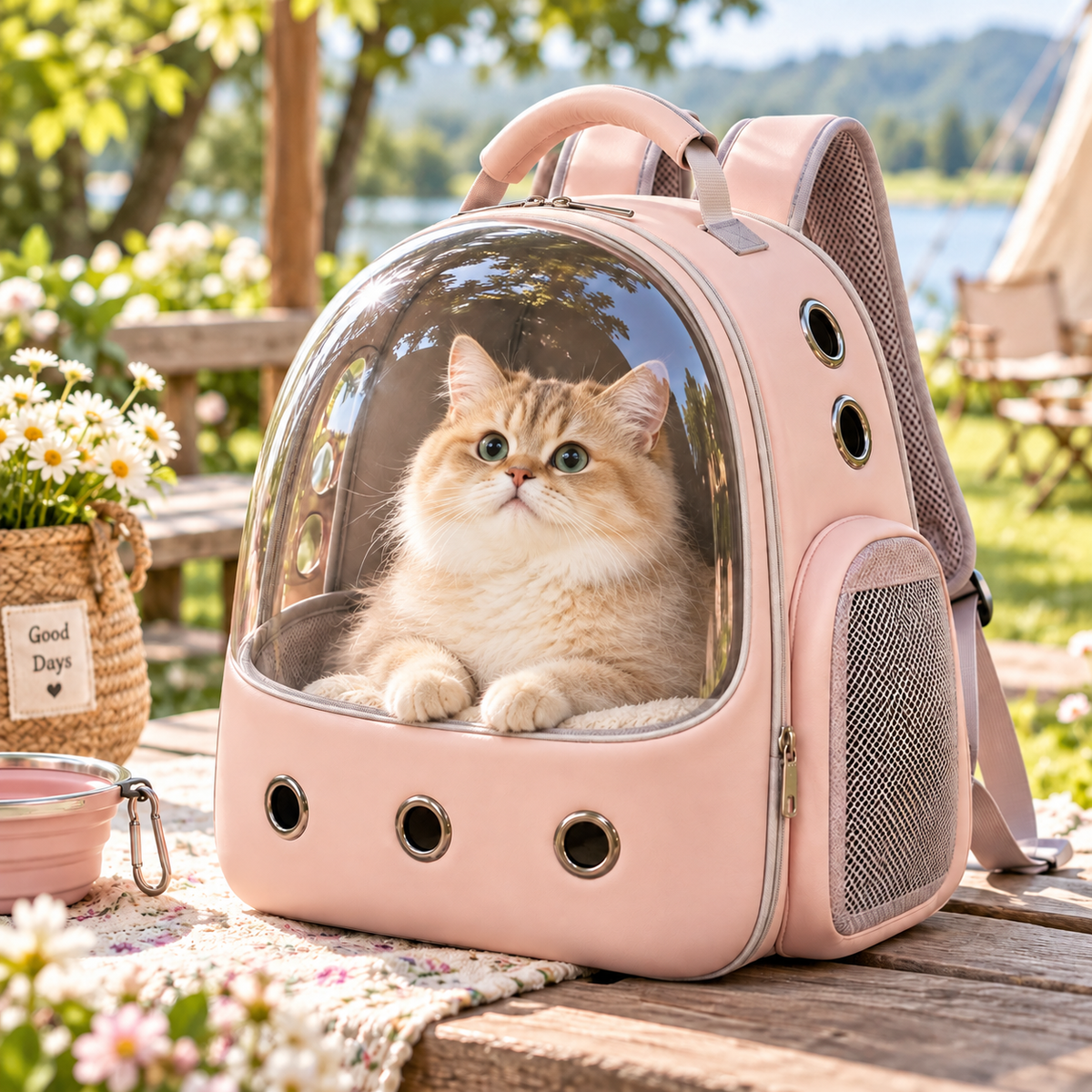 Pink Transparent Bubble Cat Carrier Backpack