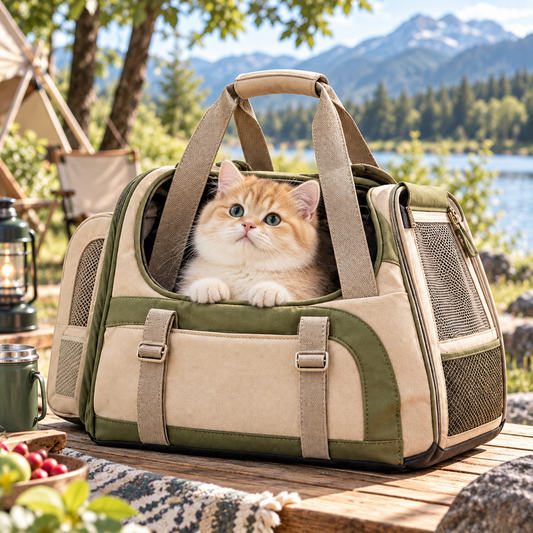 Green Canvas Cat Carrier Tote Bag