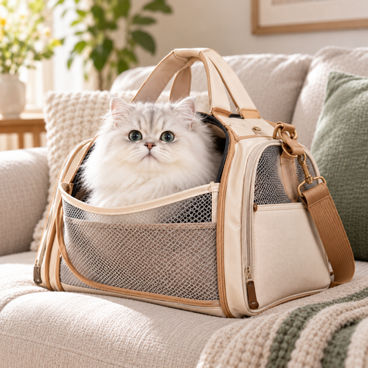 Premium Beige Breathable Cat Carrier Shoulder Bag